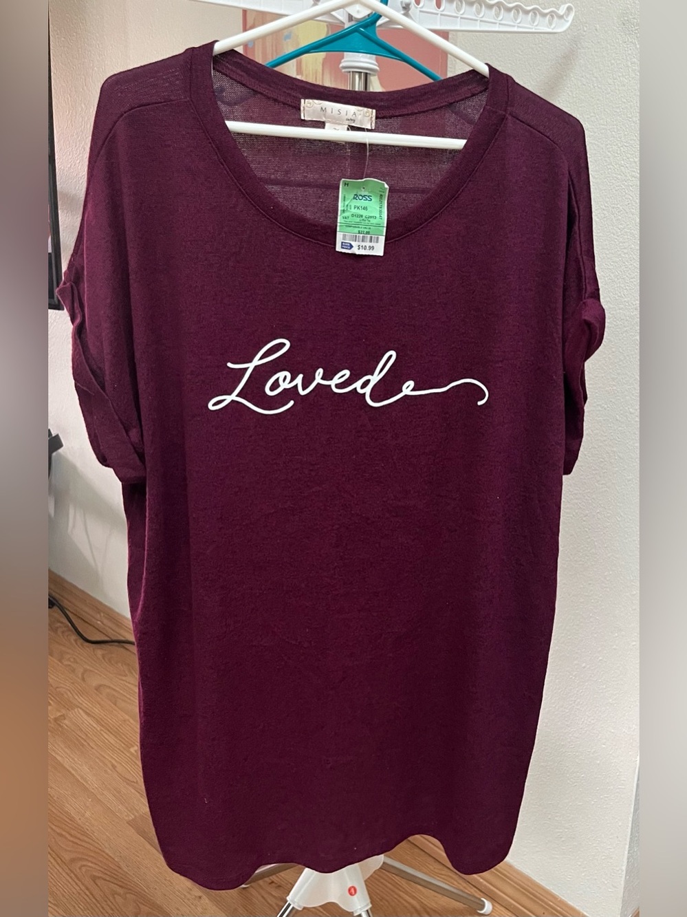 Misia Burgundy 'Loved' Scoop Neck Tee